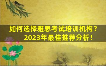 如何选择雅思考试培训机构？ 2023年最佳推荐分析！